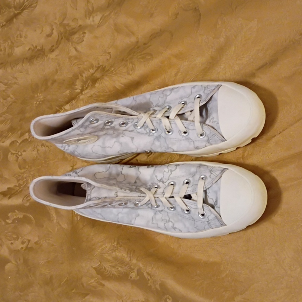 CONVERSE Platform Women's High-Top Gray Marble and White Women's 11.0 Men 9.0 - Picture 5 of 12